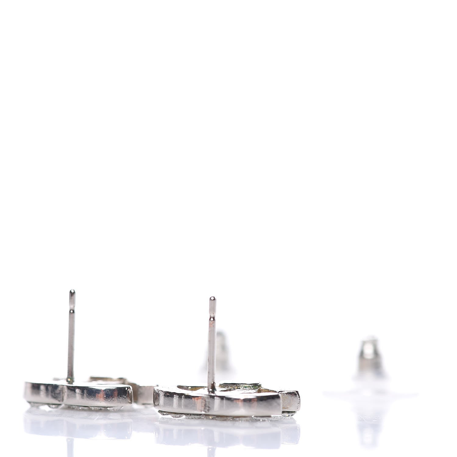 Chanel Crystal Mini Timeless CC Earrings Silver 5 of 6