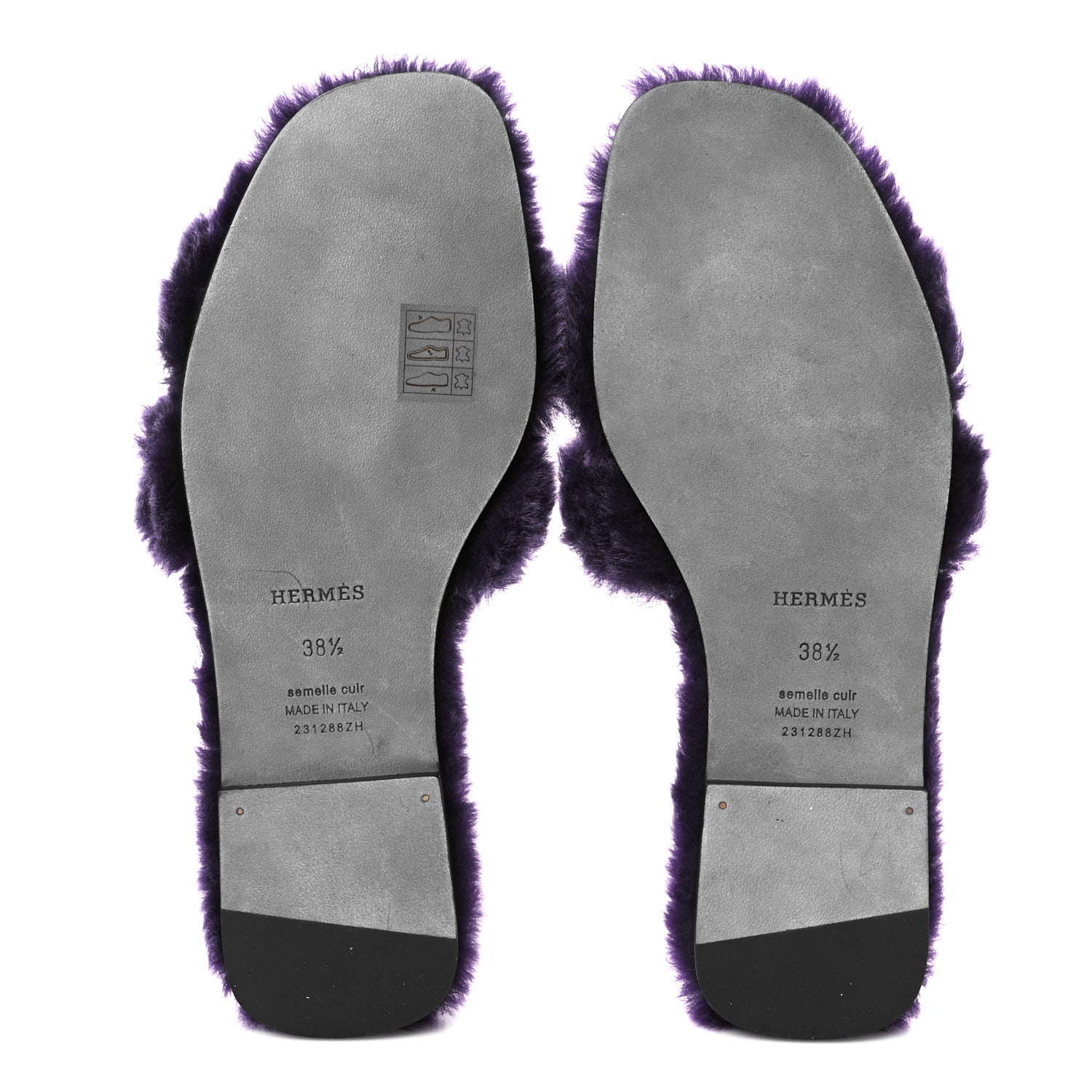 Hermes Woolskin Oran Sandals 38.5 Violet Fonce 6 of 8
