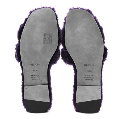 Hermes Woolskin Oran Sandals 38.5 Violet Fonce 6 of 8