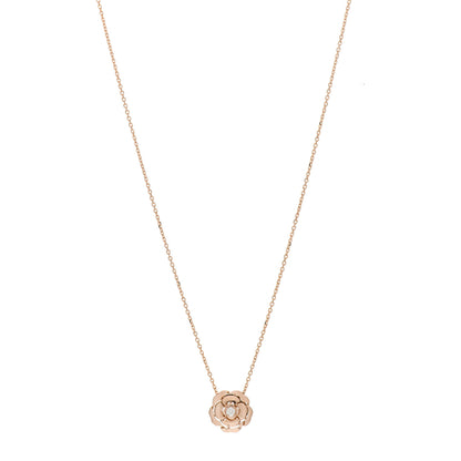 Chanel 18K Rose Gold Diamond Extrait de Camelia Pendant Necklace 1 of 7