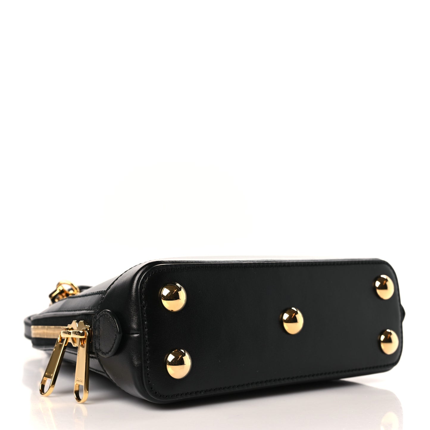 Boarded Plutone Calfskin Mini Horsebit 1955 Top Handle Bag Black