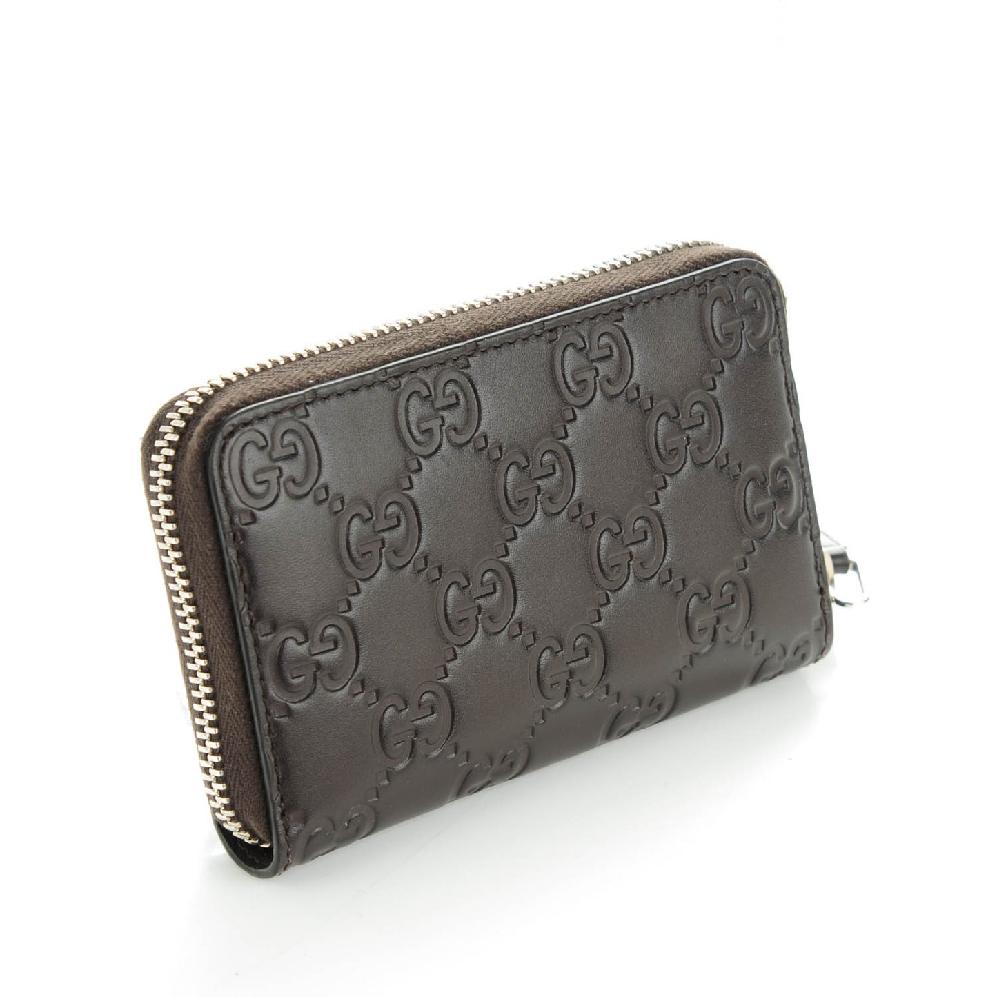Guccissima Zip Around Card Case Chocolate