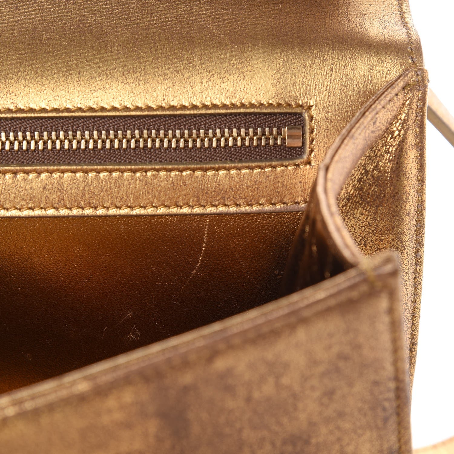 Christian Dior Metallic Brushed Calfskin Medium Diorama Flap Bag Gold 8 of 10