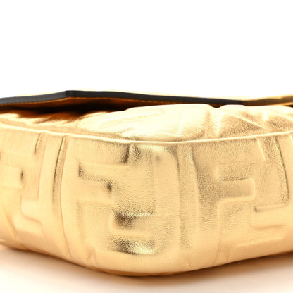 Fendi Vitello Catalan Mirror FF 1974 Embossed Baguette Gold 9 of 10