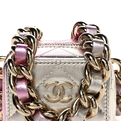 Chanel Gradient Metallic Lambskin Quilted Like A Wallet Clutch With Chain Gold Pink 8 of 10