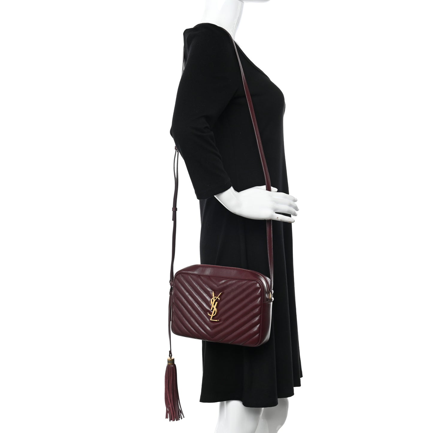 Calfskin Matelasse Monogram Lou Camera Bag Dark Legion Red