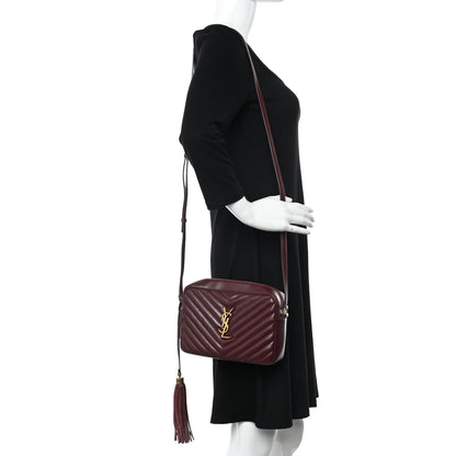 Saint Laurent Calfskin Matelasse Monogram Lou Camera Bag Dark Legion Red 2 of 22