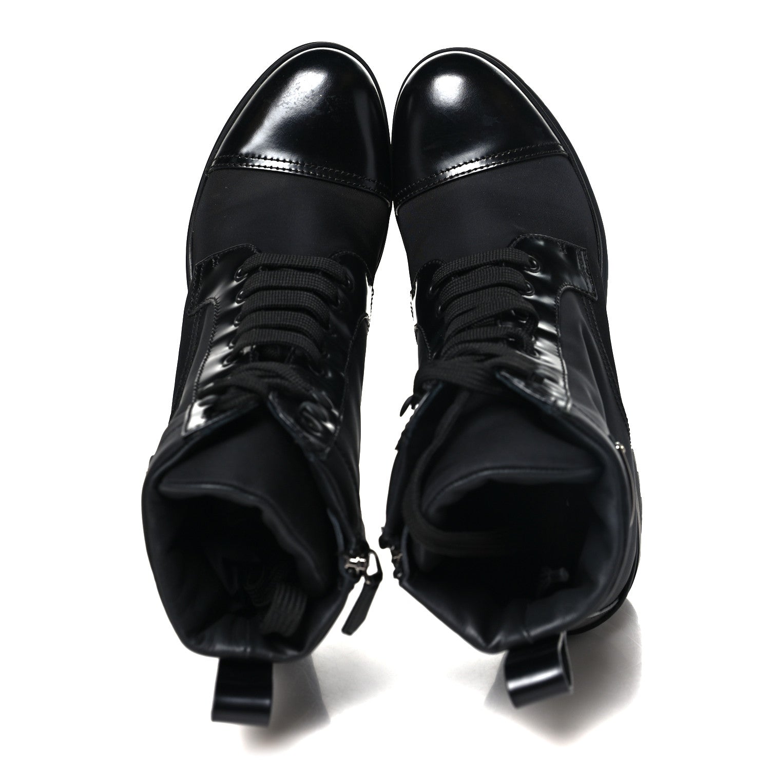 Prada Spazzolato Re-Nylon Metal Triangle Logo Lace Up 55mm Ankle Boots 40.5 Black 2 of 10