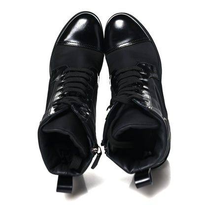 Prada Spazzolato Re-Nylon Metal Triangle Logo Lace Up 55mm Ankle Boots 40.5 Black 2 of 10