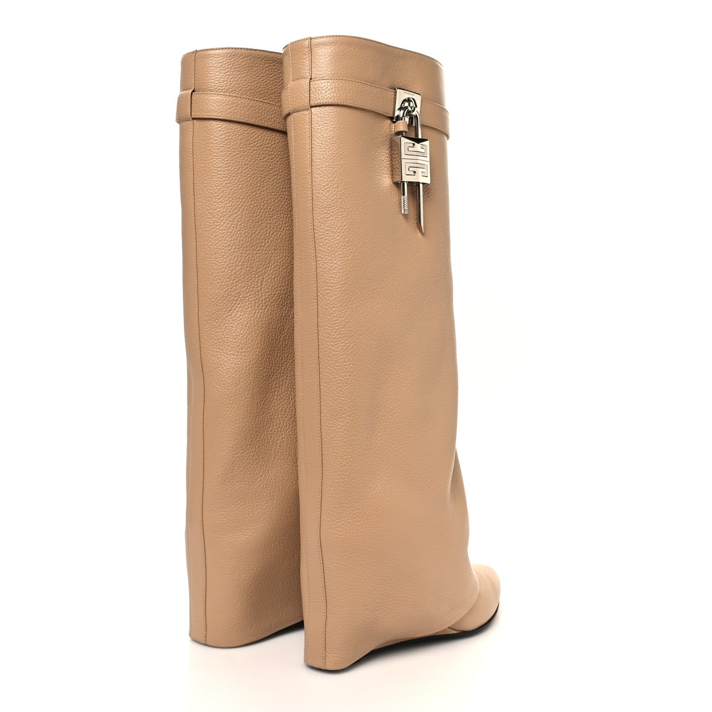 Calfskin Shark Lock Pant Boots 37.5 Beige
