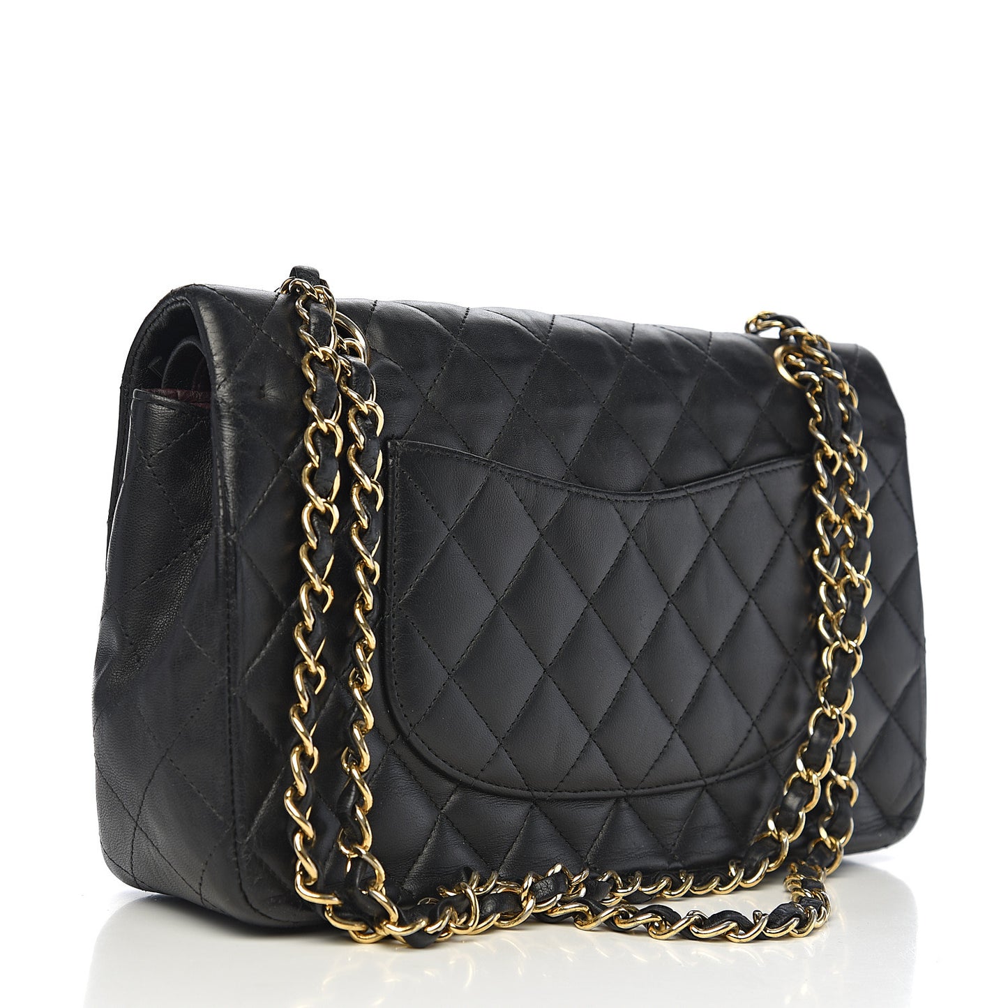 Lambskin Quilted Medium Double Flap Black