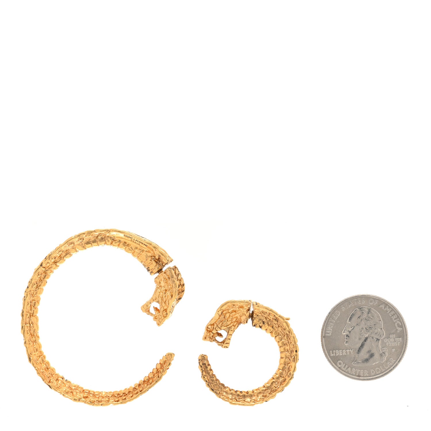 Saint Laurent Metal Asymmetrical Cobra Earrings Gold 2 of 5