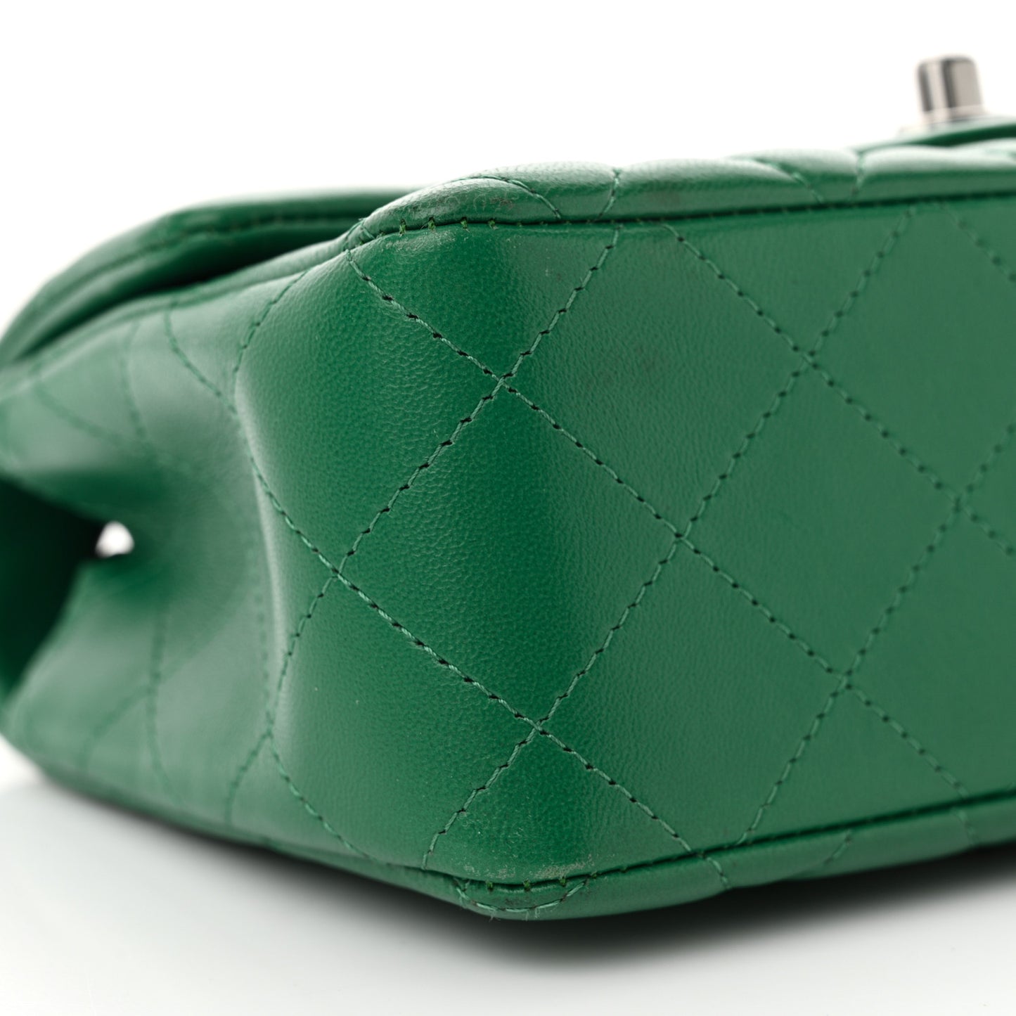 Lambskin Quilted Mini Rectangular Flap Dark Green
