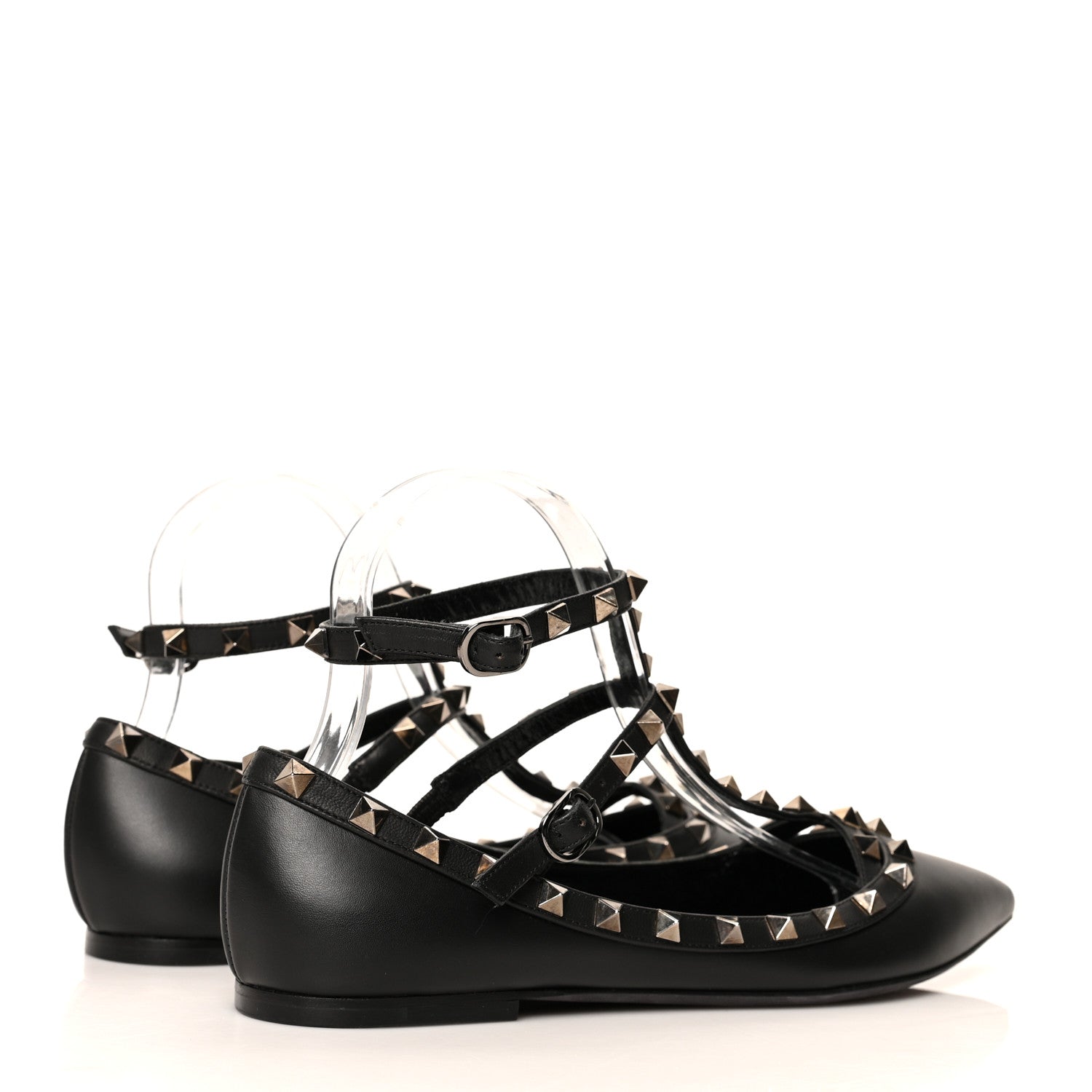 Valentino Garavani Nappa Rockstud Cage Ballerina Flats 38.5 Black 4 of 8