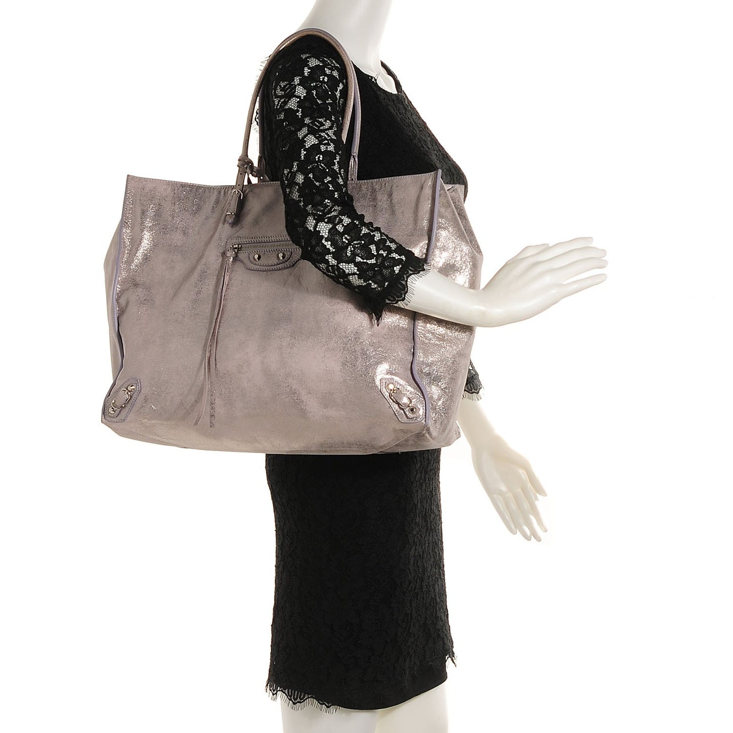 Metallic Calfskin Milkyway Papier A4 Tote Lilac