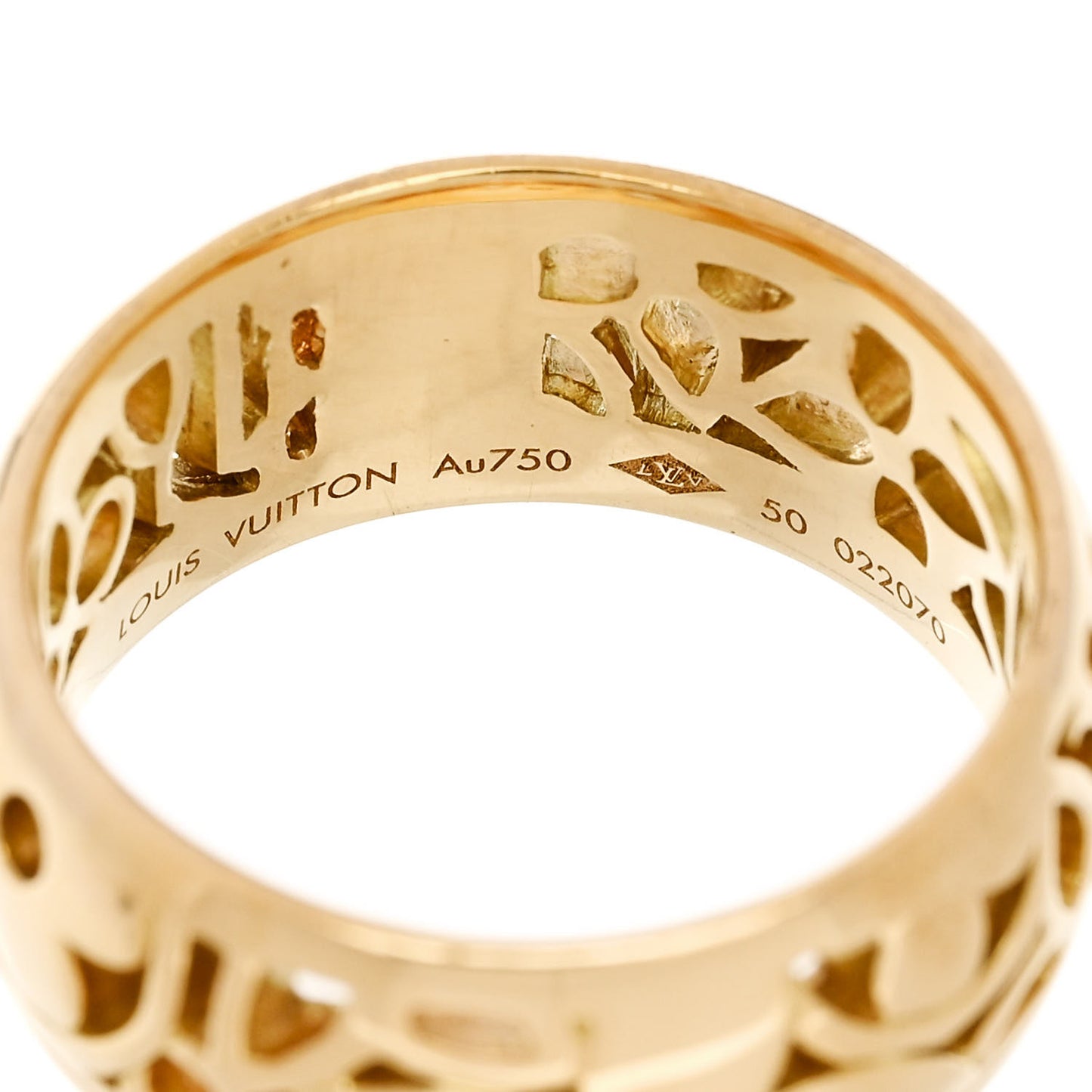 18K Yellow Gold Monogram Resille Wide Ring 50 5.25