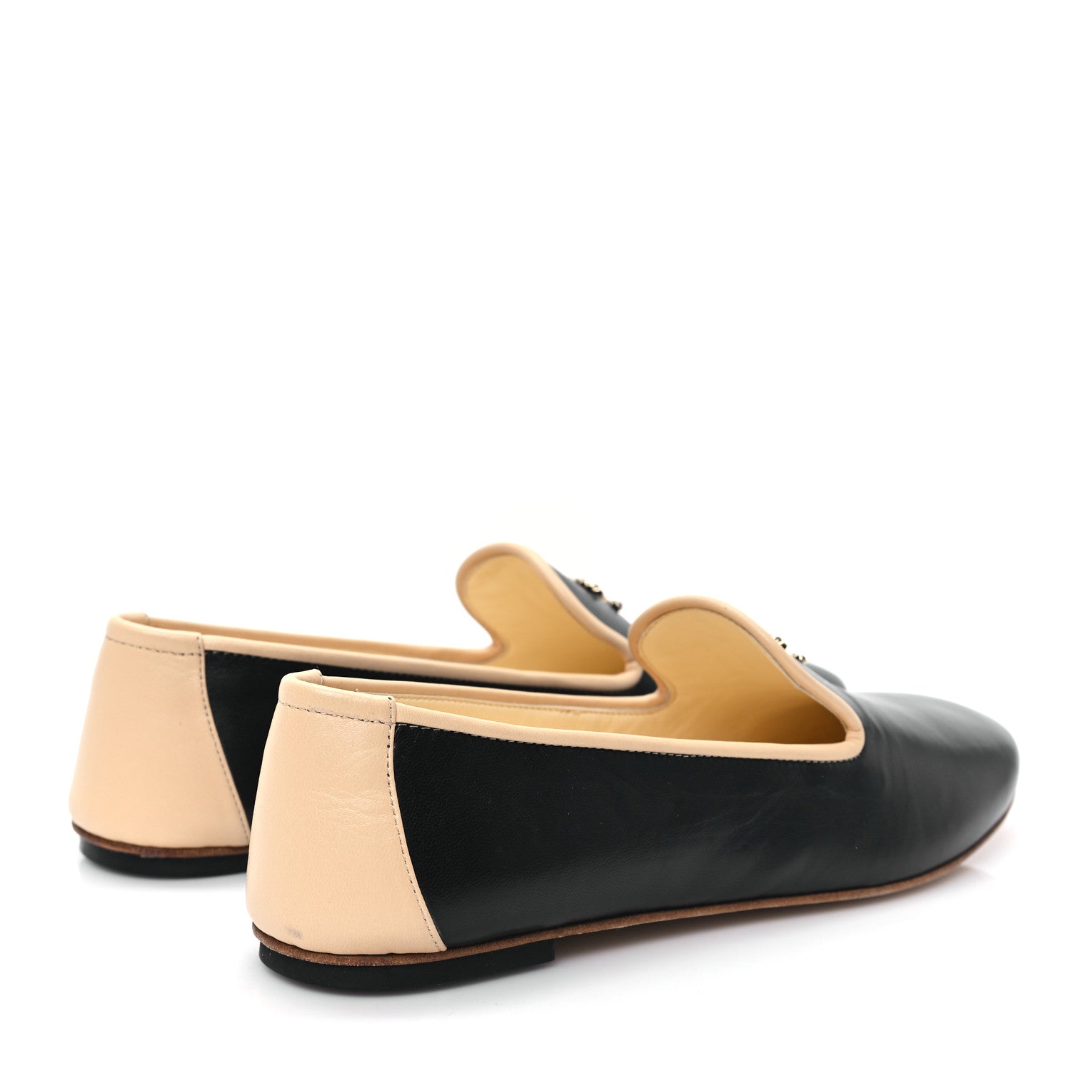 Chanel Lambskin CC Chain Loafers 40 Black Beige 4 of 8