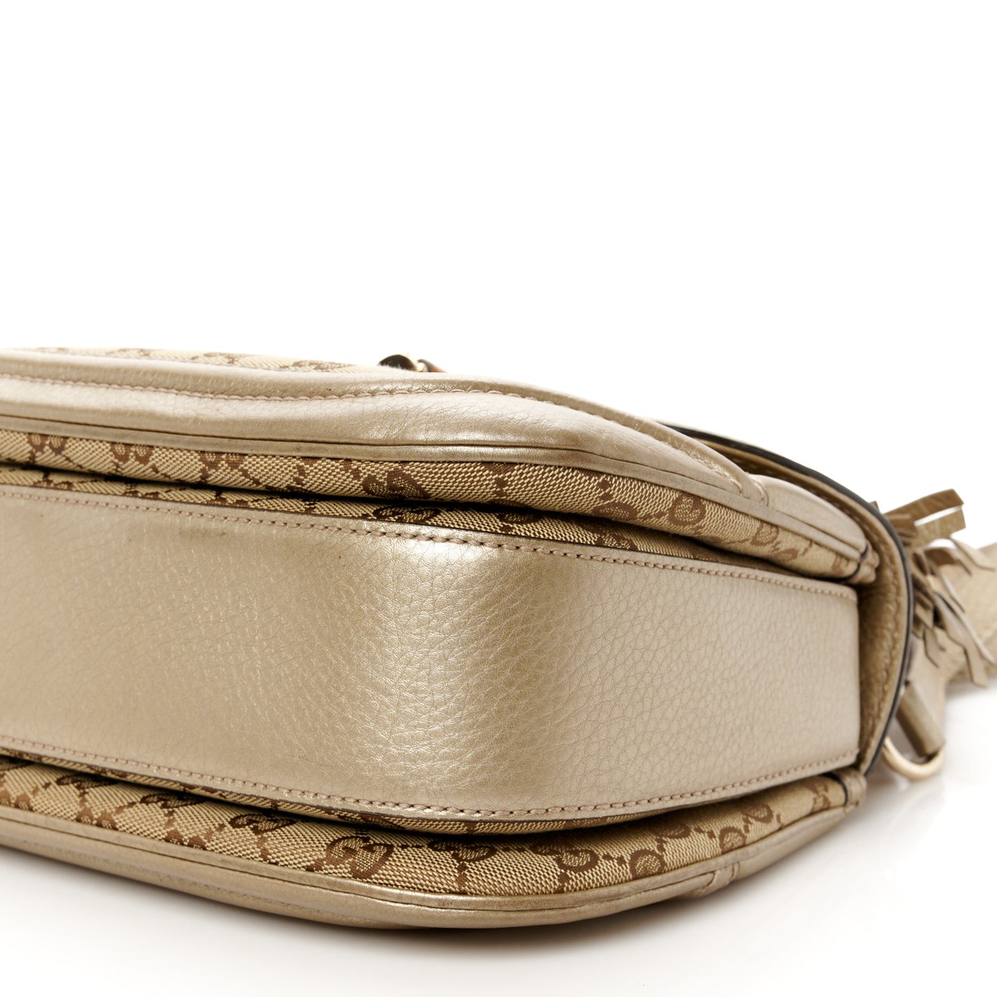 Monogram Metallic Calfskin Medium New Bamboo Top Handle Bag Golden Beige
