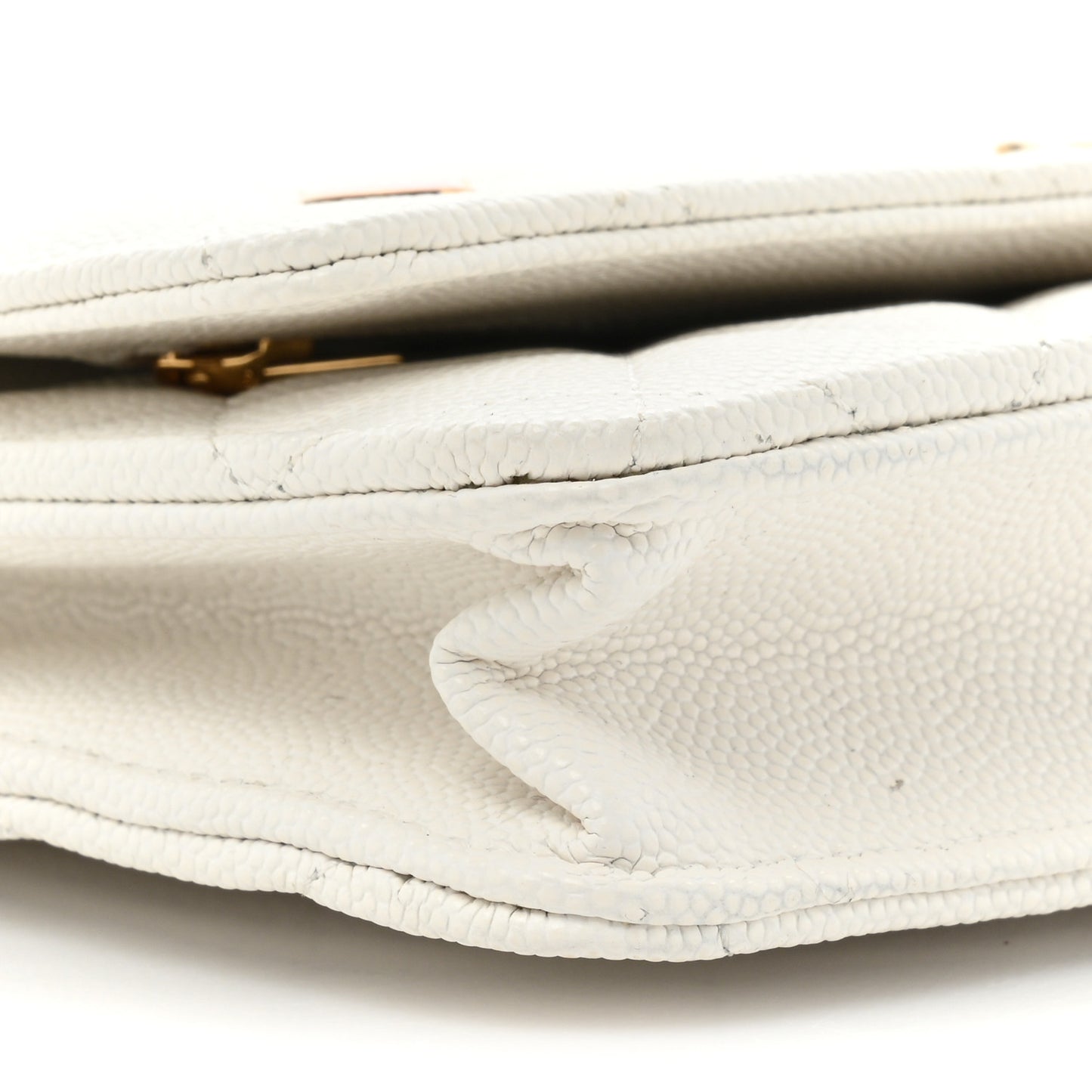 Caviar Quilted Enamel Coco Casino Wallet On Chain WOC White