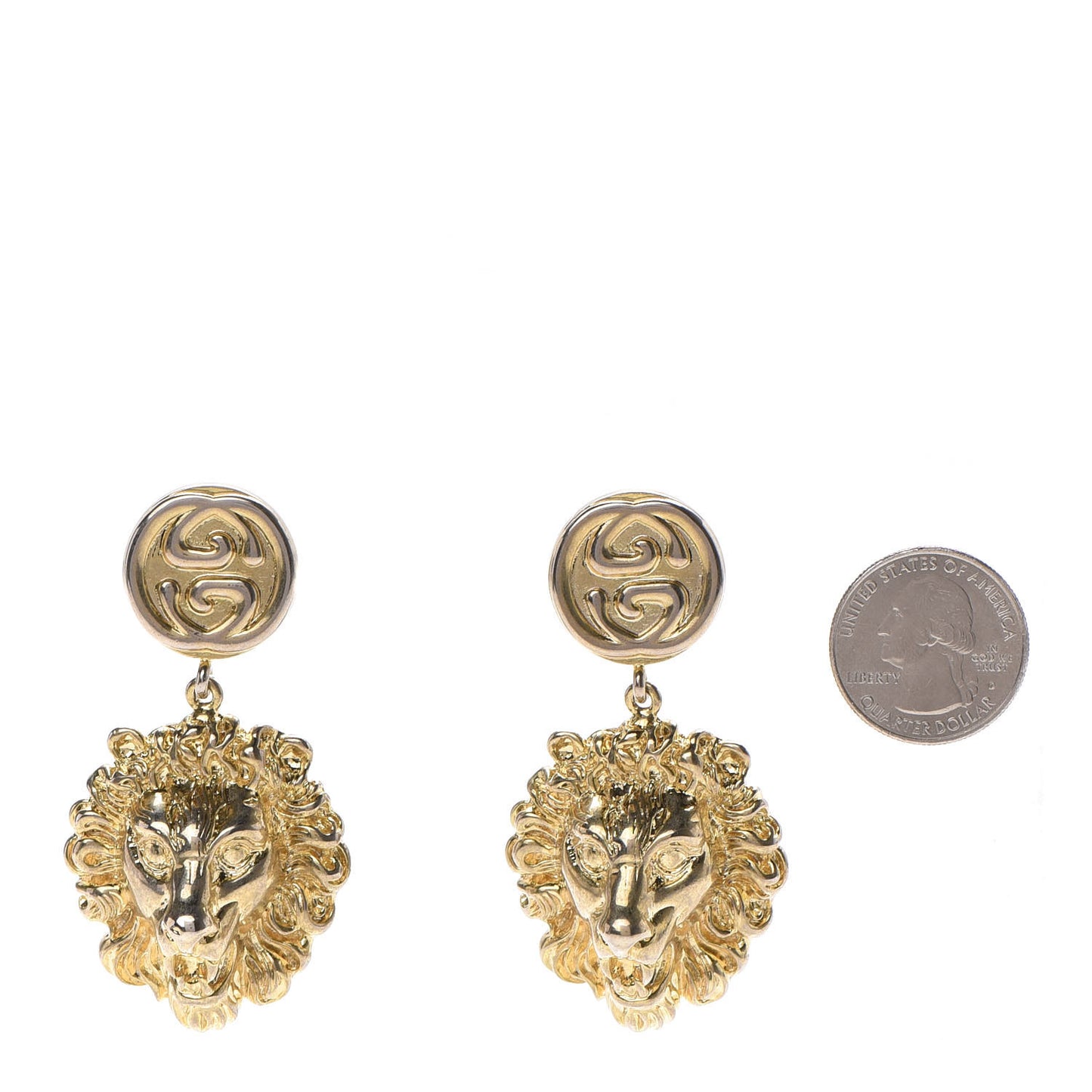 Interlocking GG Lionhead Clip On Earrings Gold