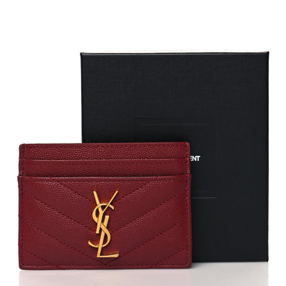 Saint Laurent Grain De Poudre Matelasse Chevron Monogram Credit Card Case Opyum Red 10 of 10