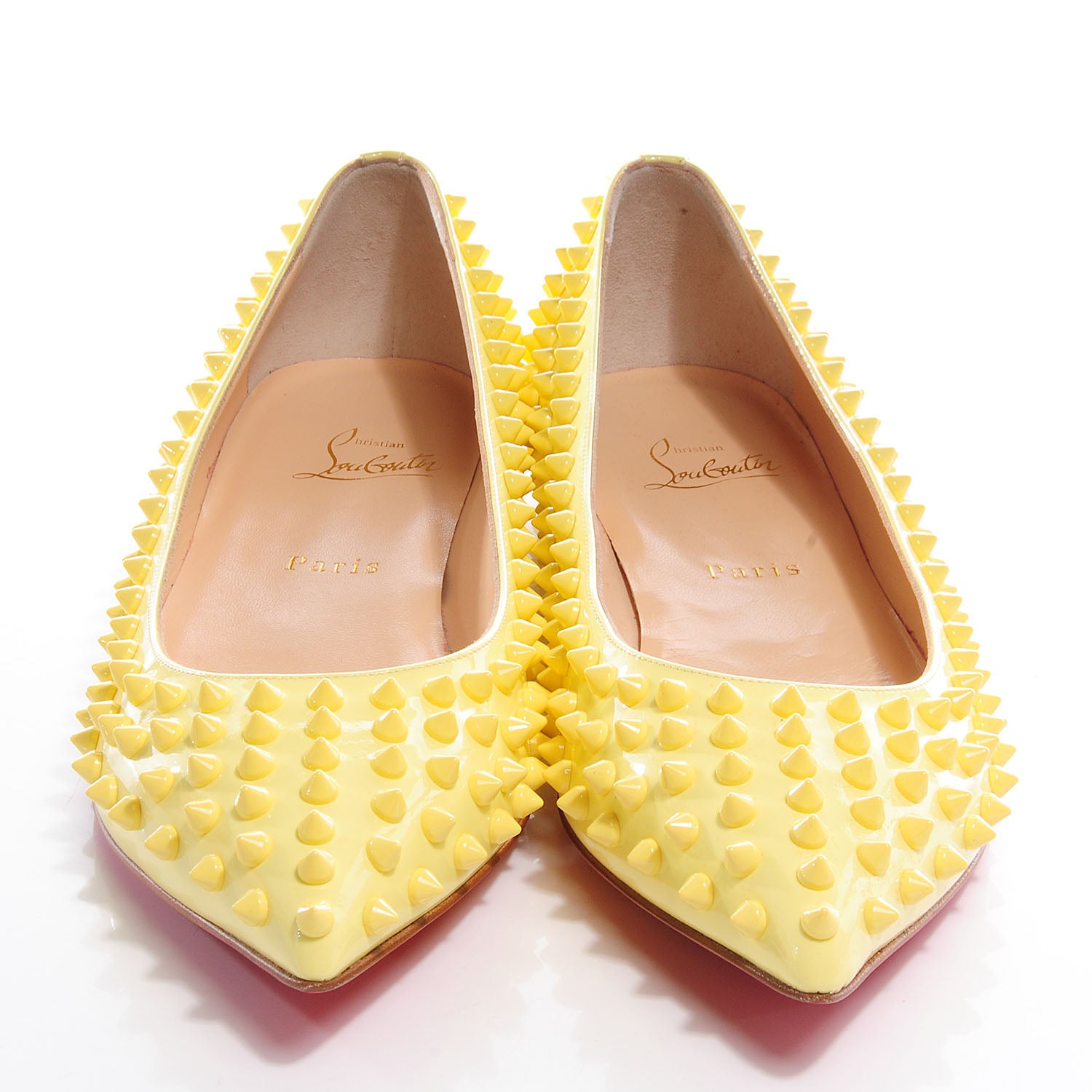 Christian Louboutin Patent Pigalle Spikes Flats 40 Lemon 2 of 8
