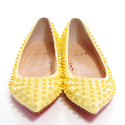 Christian Louboutin Patent Pigalle Spikes Flats 40 Lemon 2 of 8