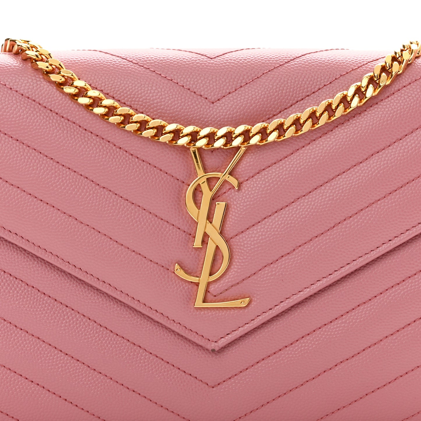 Grain De Poudre Matelasse Chevron Monogram Chain Wallet Tender Pink
