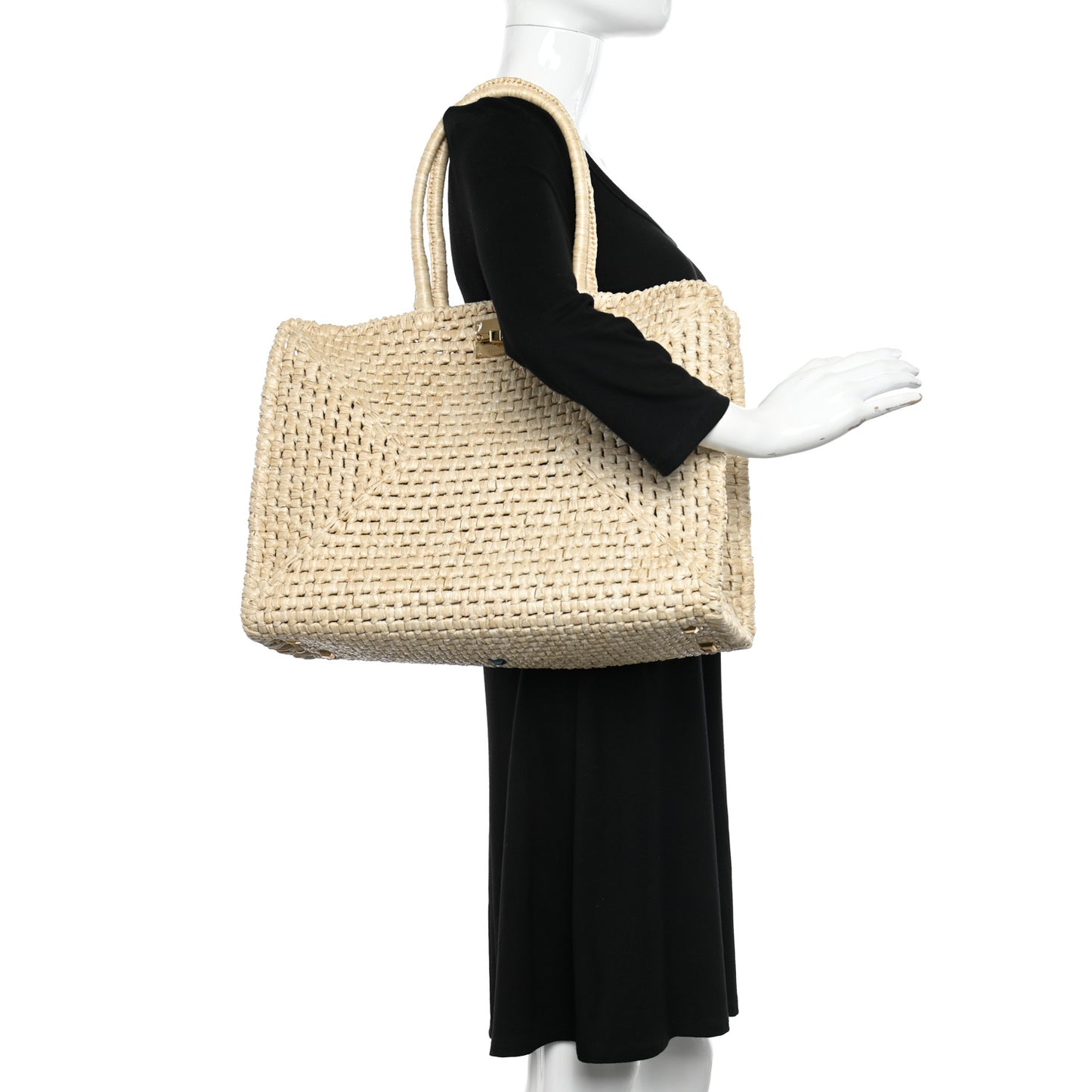 Raffia XL Studio Box Tote Natural
