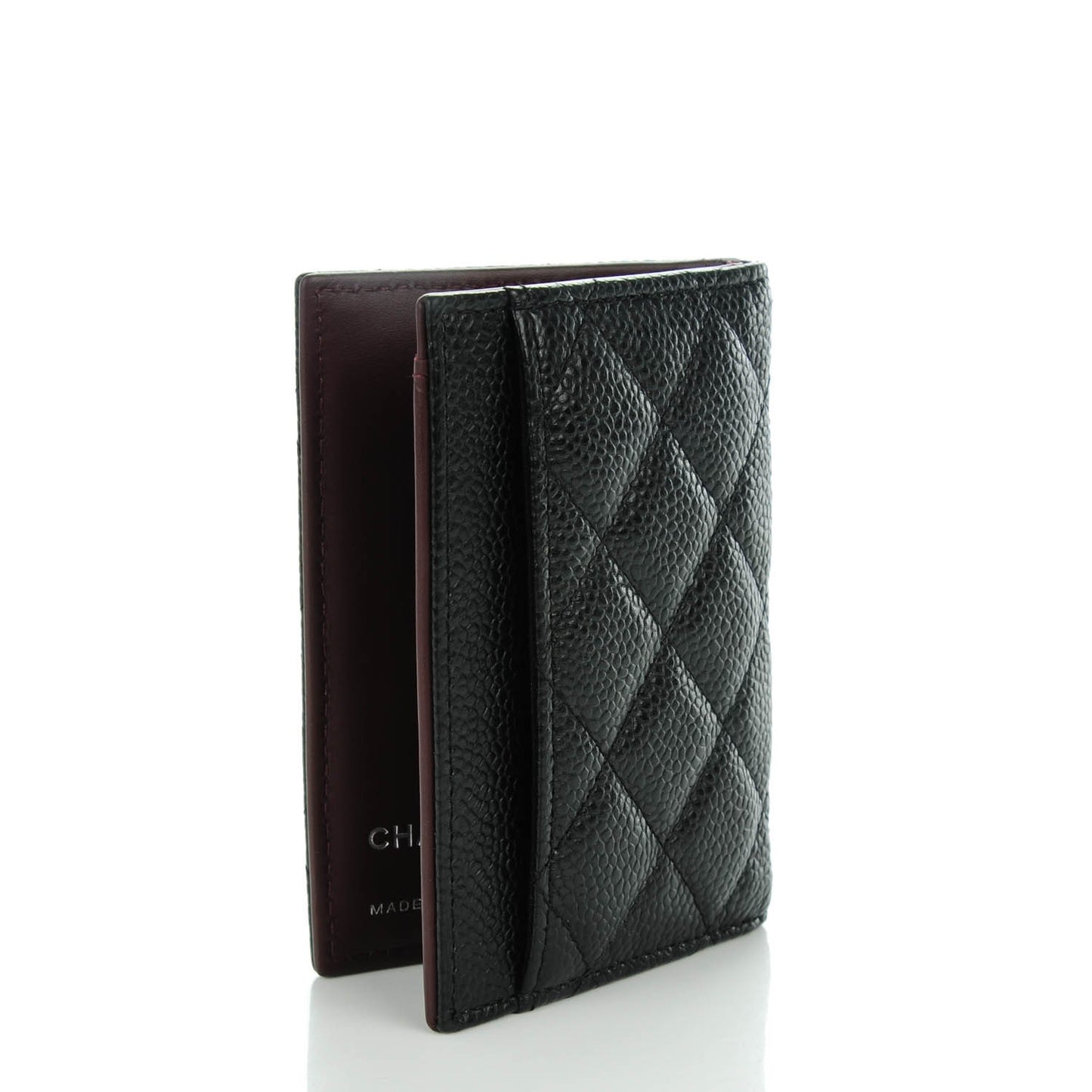 Caviar Quilted Card Holder Wallet Black