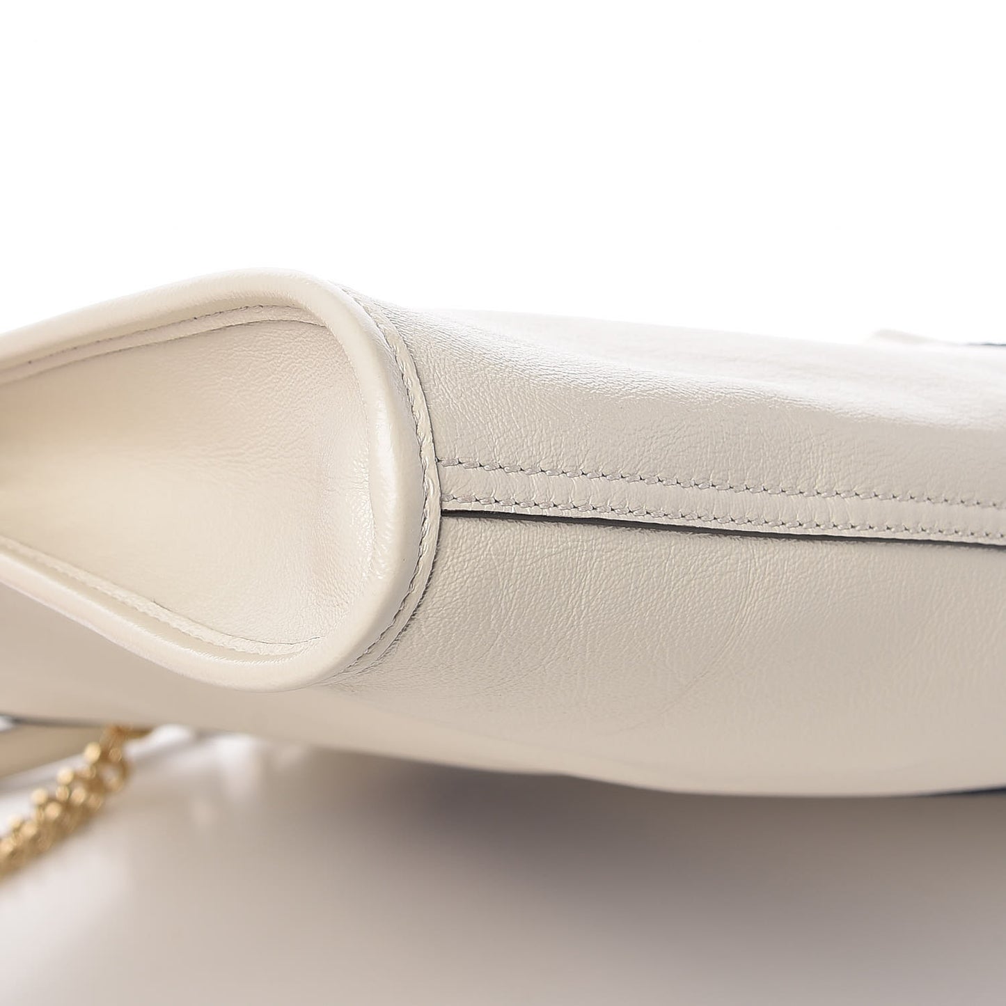 Suede Calfskin Large Rajah Chain Tote White