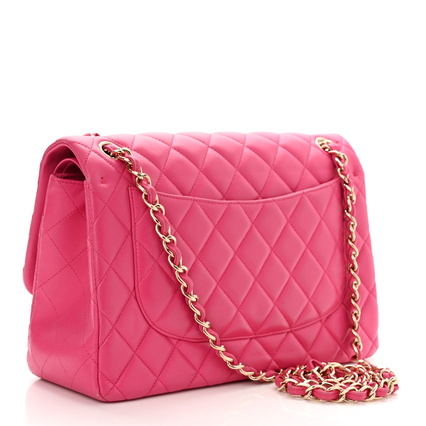 Lambskin Quilted Jumbo Double Flap Dark Pink