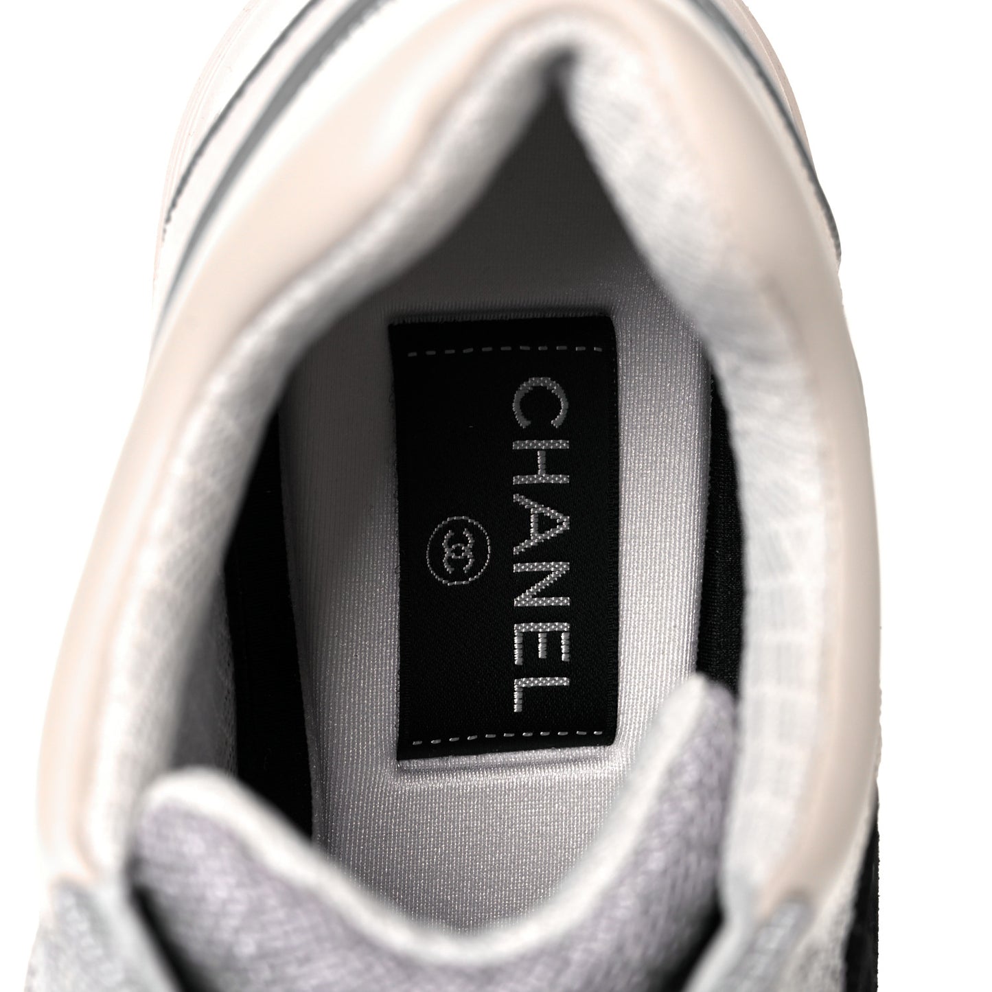 Nylon Calfskin Suede Womens CC Sneakers 39.5 Grey White Pink
