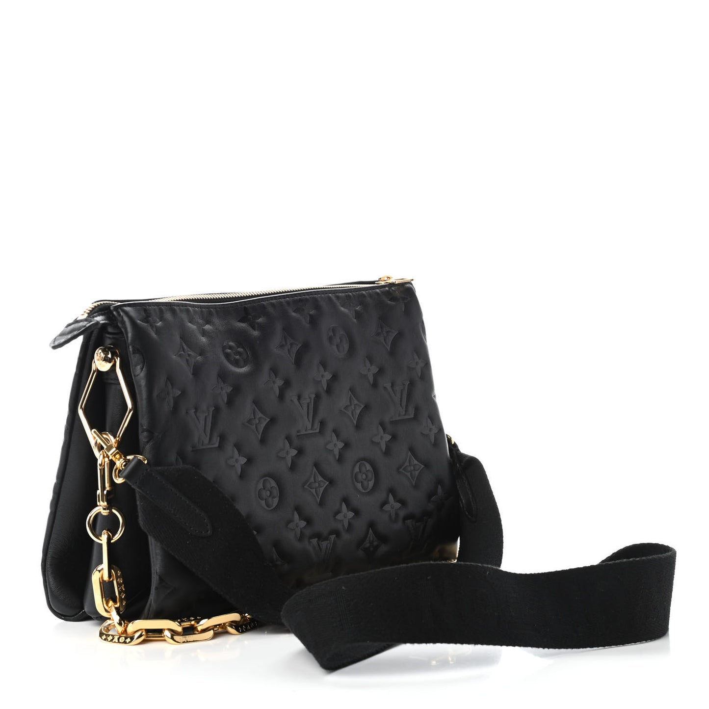 Lambskin Embossed Monogram Coussin PM Black