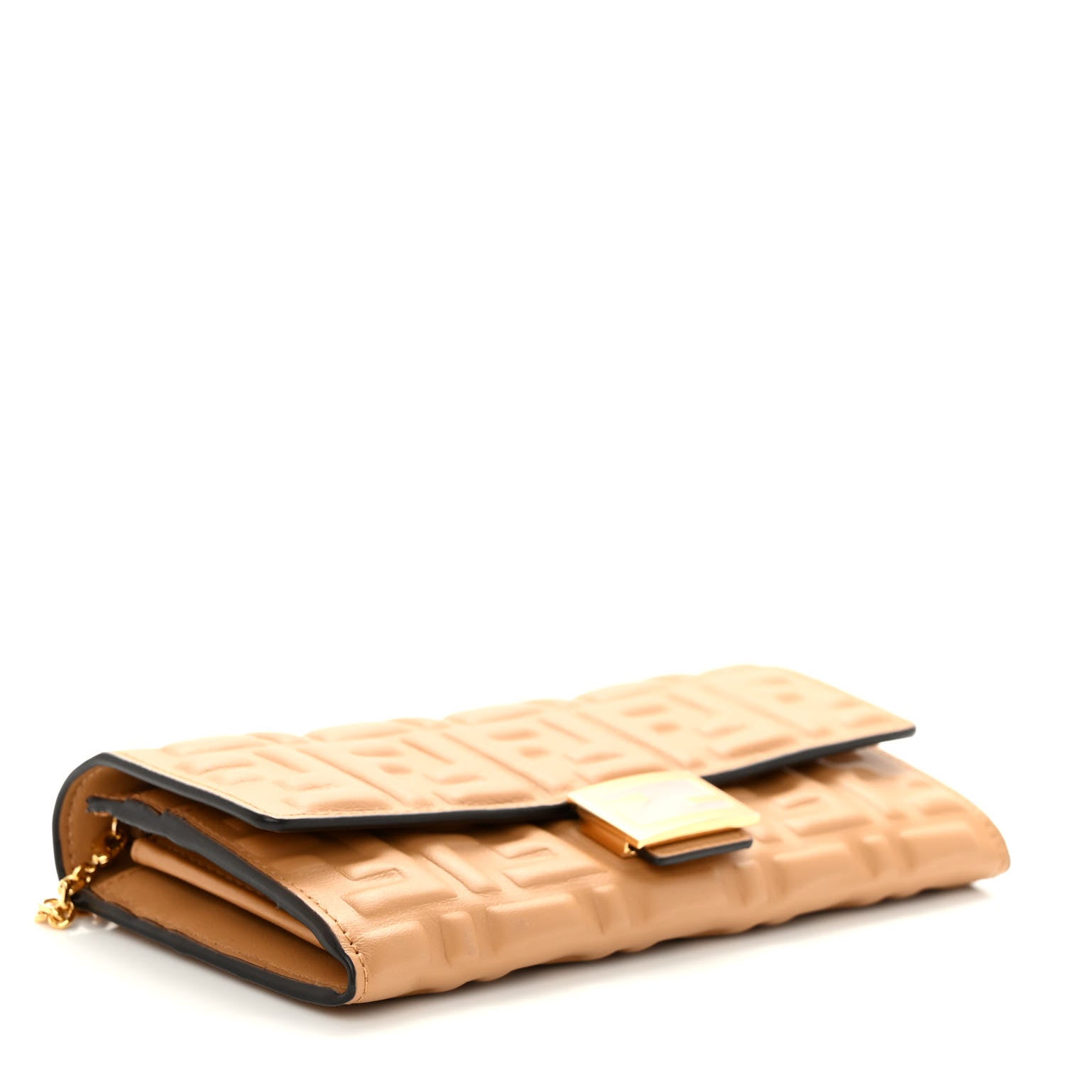Fendi Nappa Matisse FF Embossed Continental Wallet On Chain Miele Scuro 4 of 11