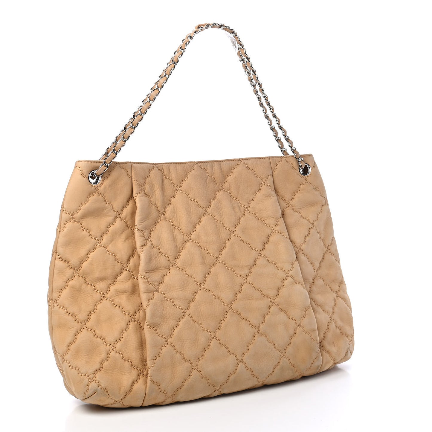 Nubuck Double Stitch Large Hamptons Shopping Tote Beige