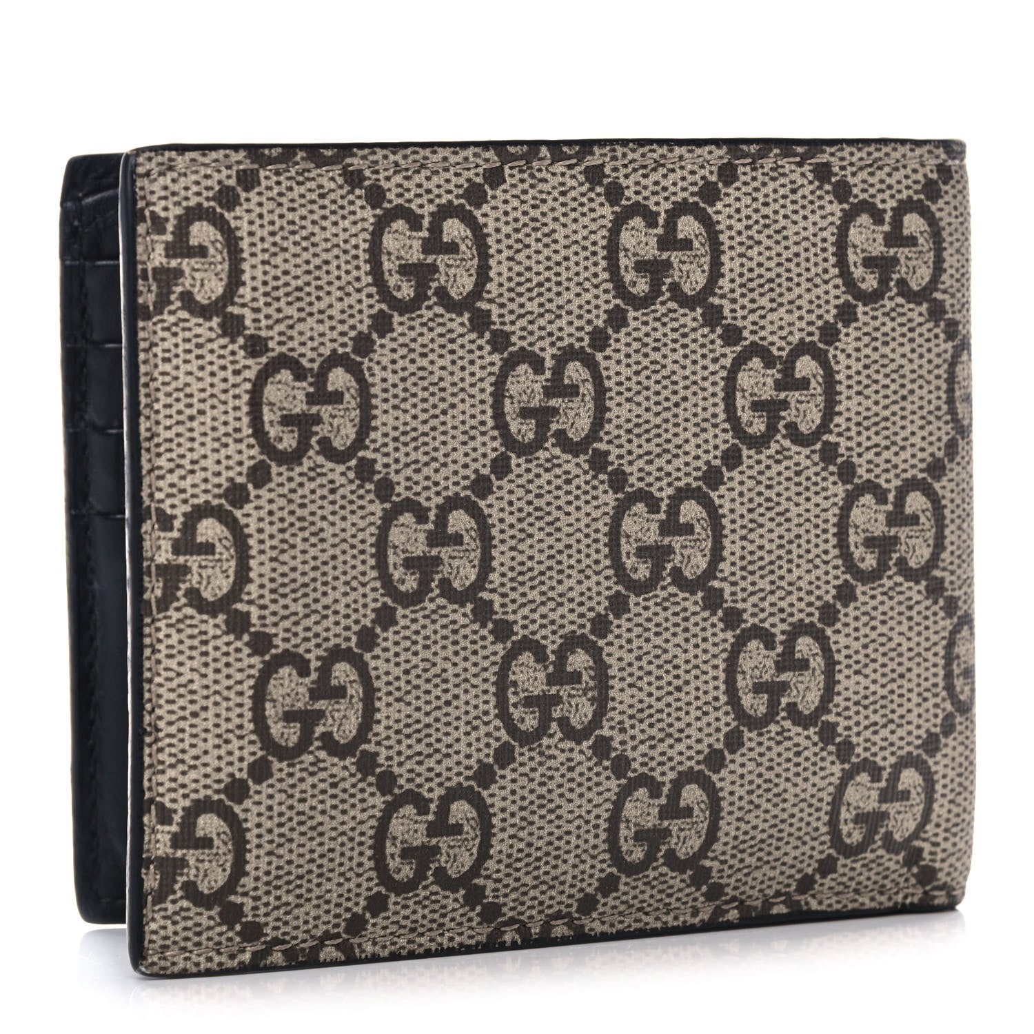 Gucci GG Supreme Monogram Selleria Calfskin Tiger Nice Bi-Fold Wallet Beige Ebony Multicolor Black 3 of 8