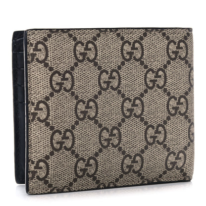 Gucci GG Supreme Monogram Selleria Calfskin Tiger Nice Bi-Fold Wallet Beige Ebony Multicolor Black 3 of 8