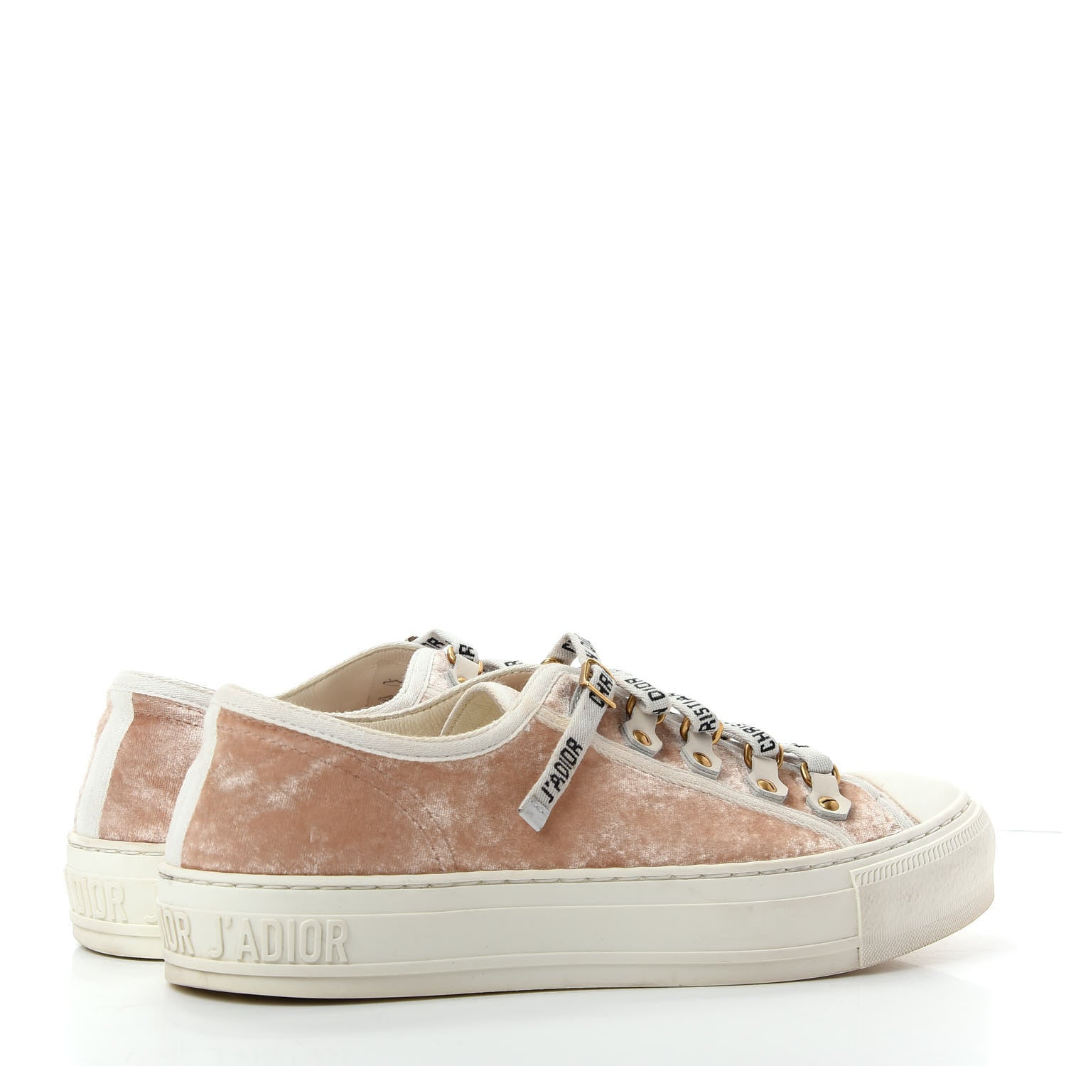 Christian Dior Velvet Walk'N'Dior Low Top Sneakers 37 Nude 4 of 11