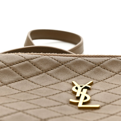 Saint Laurent Lambskin Quilted Gaby Zipped Pouch Dark Cork 11 of 11