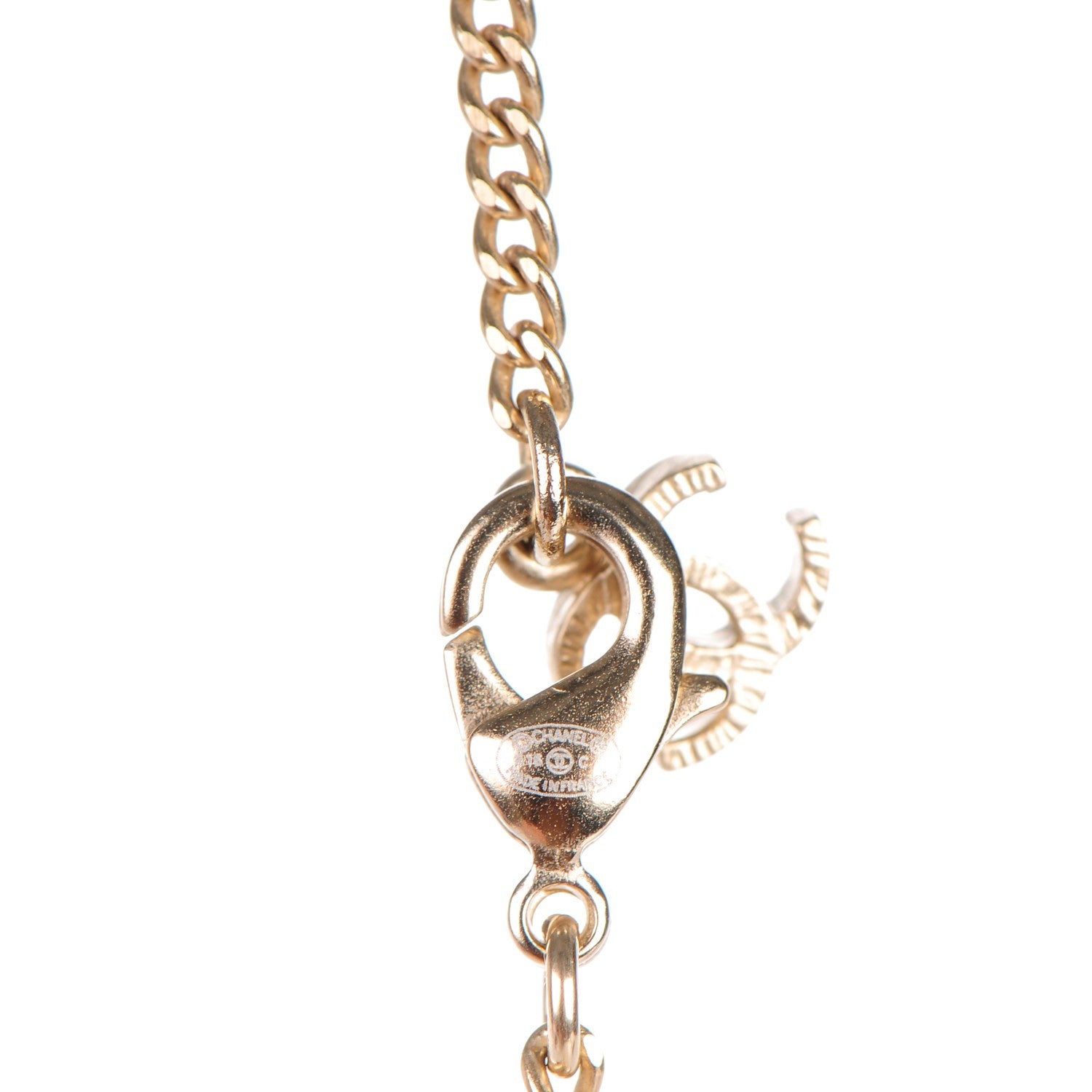 Chanel Gripoix Poured Glass CC Korean Blossom Pendant Necklace Pink Gold 4 of 5