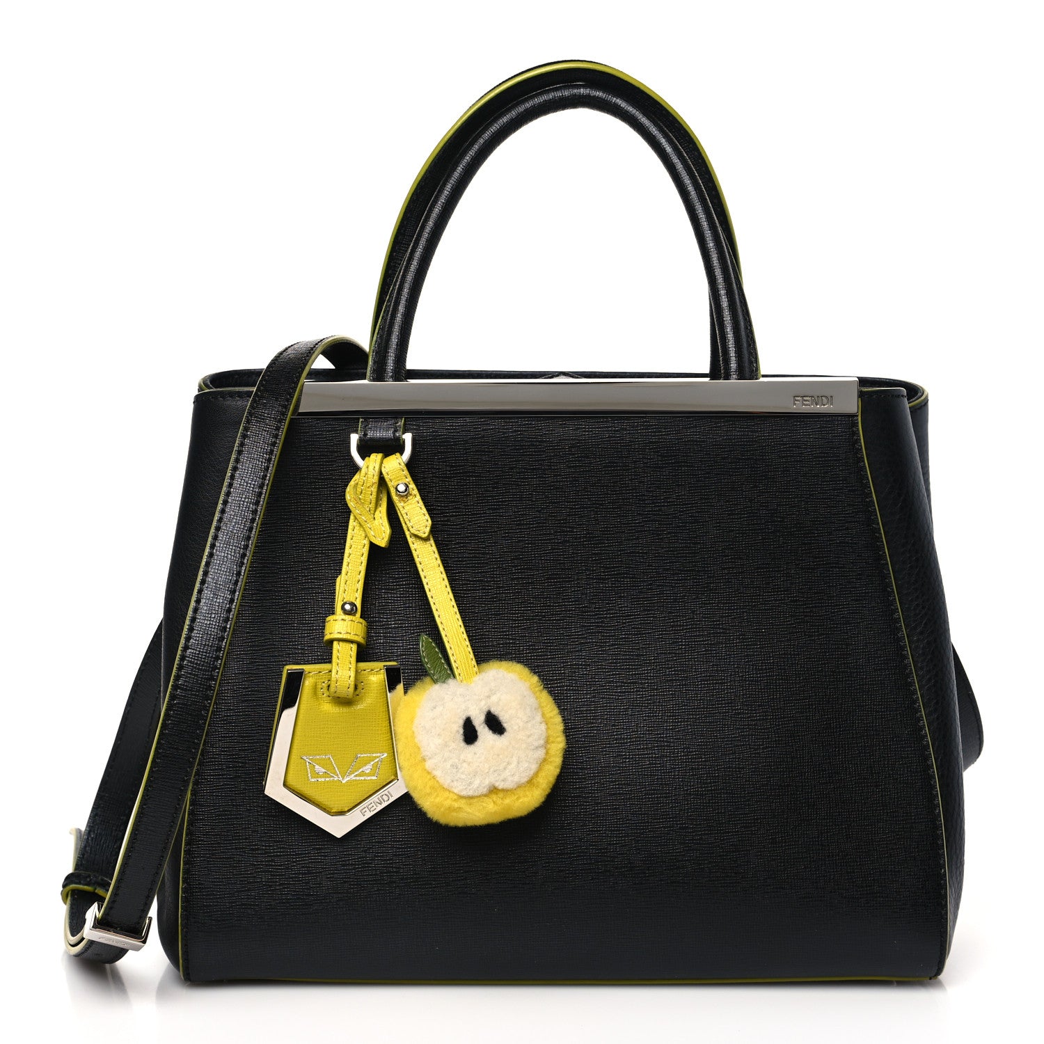 Fendi Vitello Elite Apple Charm Petite 2Jours Tote Black 1 of 8