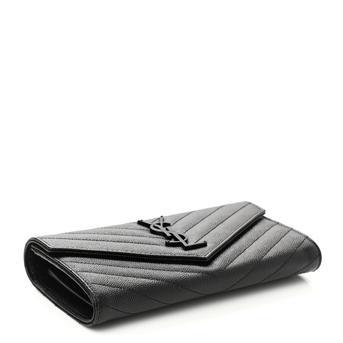 Grain De Poudre Matelasse Chevron Monogram Flap Wallet Black