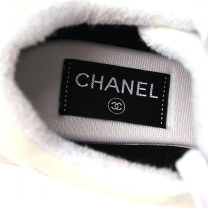 Chanel Suede Calfskin Fabric CC Sneakers 36 White 10 of 15