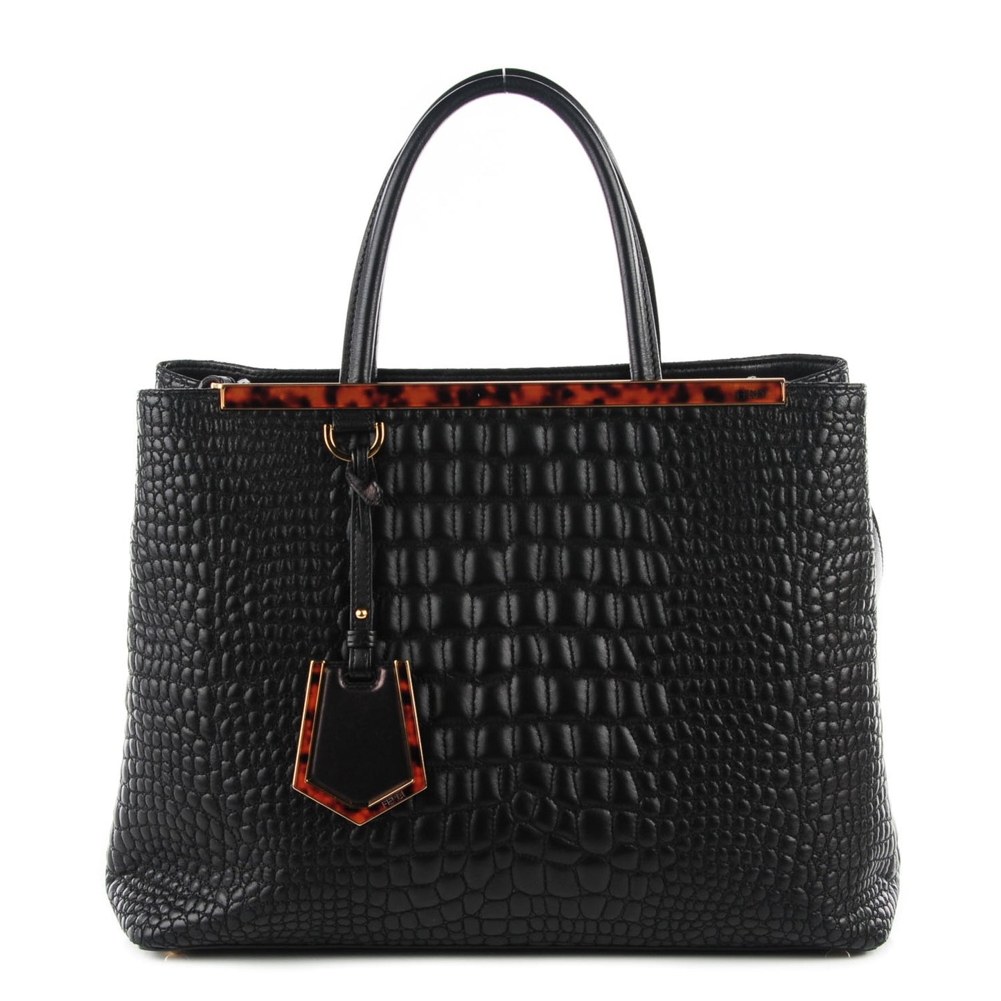 Nappa Crocodile Trapuntata Medium 2Jours Tote Black