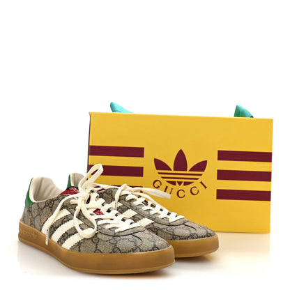 Gucci X ADIDAS GG Supreme Monogram Mens Gazelle Sneakers 10 Beige Ebony Off White New Shamarock 8.5 Beige Ebony Off White New Shamarock 10 of 10