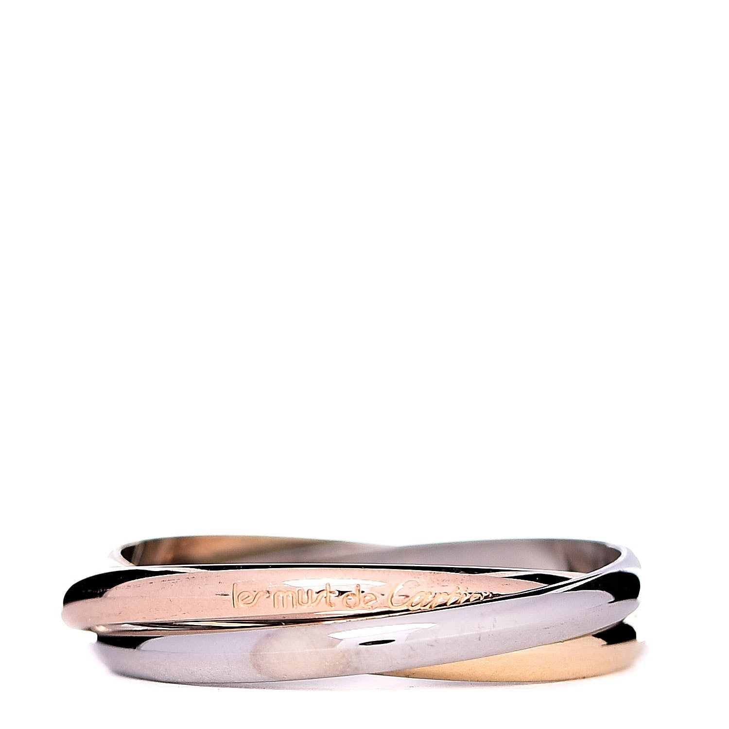 Cartier 18K Pink Yellow White Gold Small Les Must De Trinity Ring 54 6.75 1 of 5