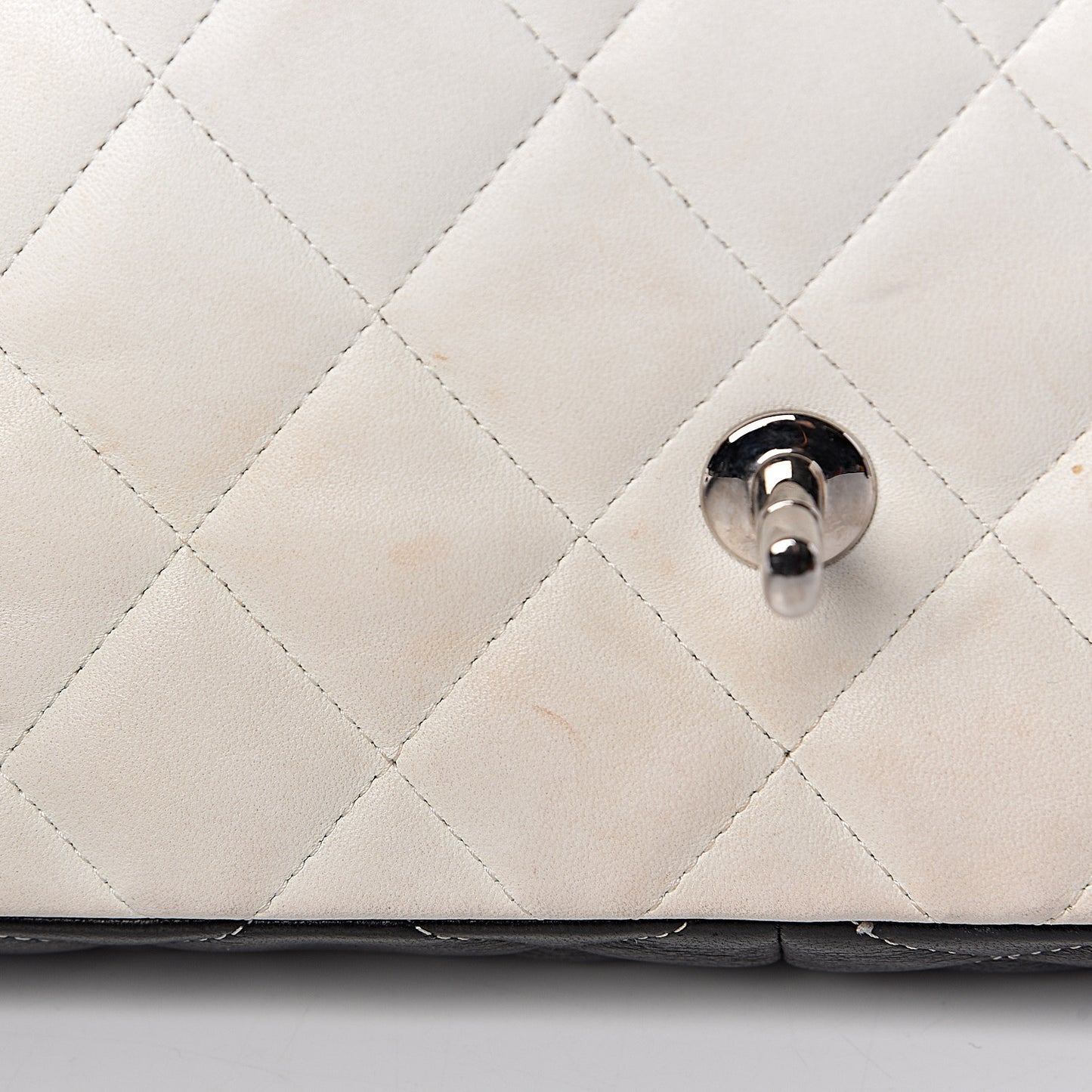 Lambskin Quilted Colorblock Jumbo Double Flap Black White Red