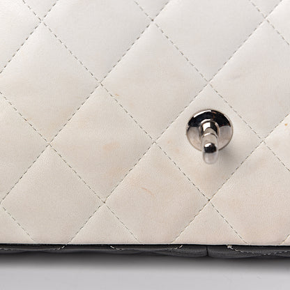 Chanel Lambskin Quilted Colorblock Jumbo Double Flap Black White Red 13 of 19