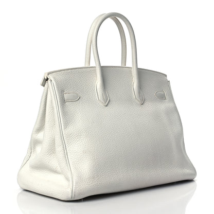Hermes Taurillon Clemence Lizard Club Birkin 35 Blanc Gris Perle Sanguine 3 of 18